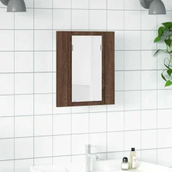 Best vidaXL Spegelskåp för badrum LED 40x12x45 cm konstruerat trä brun ek