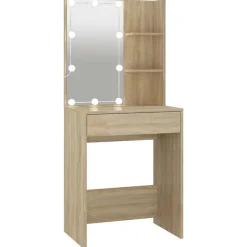 vidaXL Spegelskåp med LED sonoma-ek 60x40x140 cm Sonoma ek