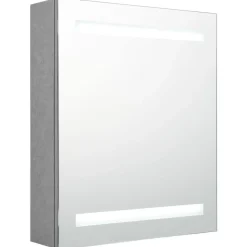vidaXL Spegelskåp med LED betonggrå 50x14x60 cm
