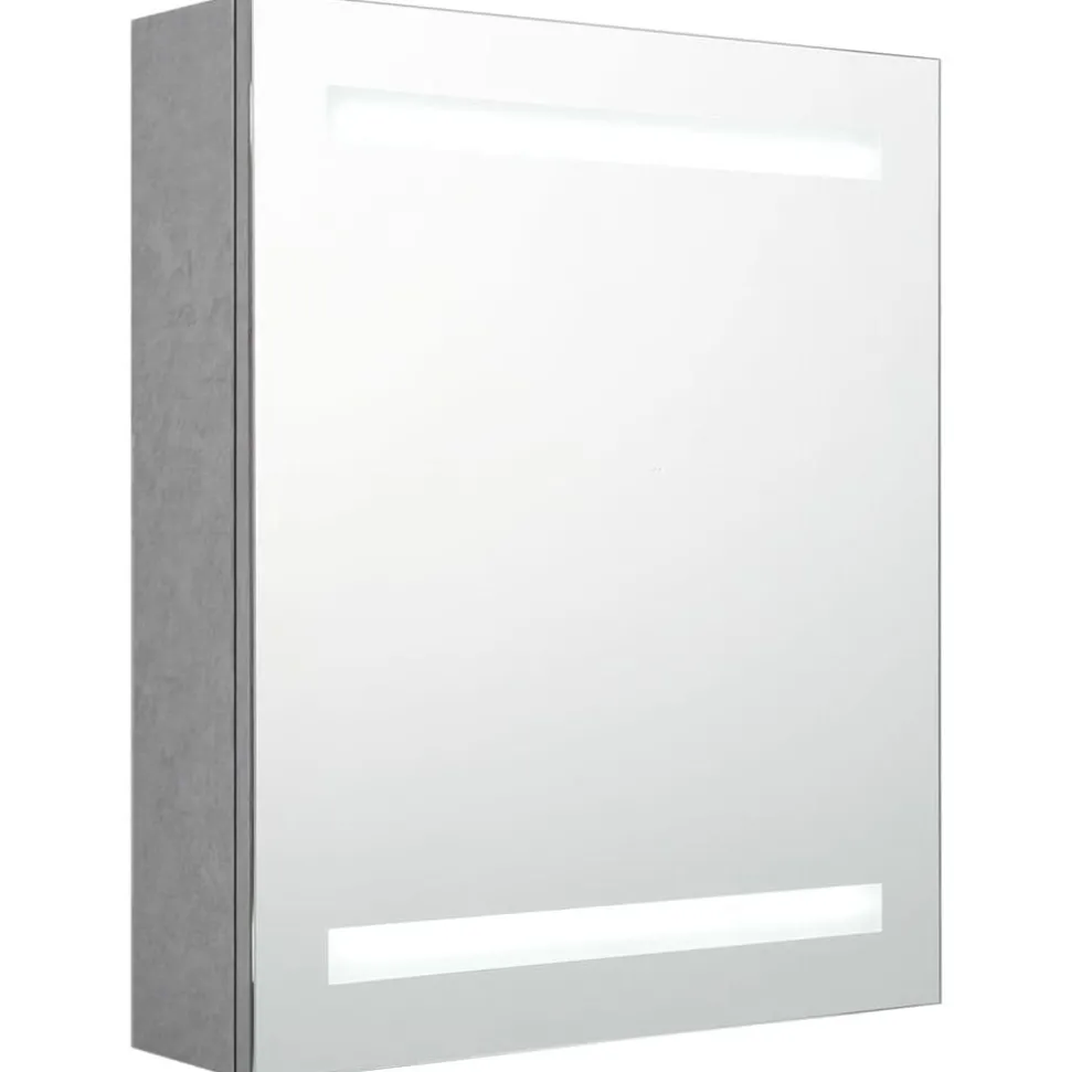 vidaXL Spegelskåp med LED betonggrå 50x14x60 cm