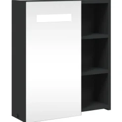 Clearance vidaXL Spegelskåp och LED-lampa 45x13x52 cm Svart