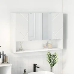 Hot vidaXL Spegelskåp Väggmonterad 80 x 17 x 55 cm Konstruerat trä Vit