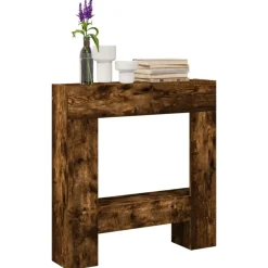 Outlet vidaXL Spiselkrans 81x18x82 cm konstruerat trä Rökfärgad ek