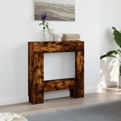 Outlet vidaXL Spiselkrans 81x18x82 cm konstruerat trä Rökfärgad ek