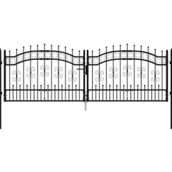 vidaXL Staketgrind KAMPEN med spjuttopp svart 302x100 cm stål