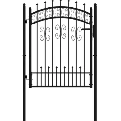 vidaXL Staketgrind KAMPEN med spjuttopp svart 103x125 cm stål