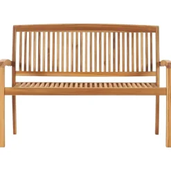 vidaXL Stapelbar trädgårdsbänk med dyna 128,5 cm massiv teak