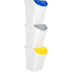 Sale vidaXL Stapelbara soptunnor med lock 3 st PP 120 L Vit