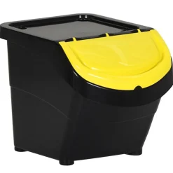 vidaXL Stapelbara soptunnor med lock 3 st svart PP 78 L
