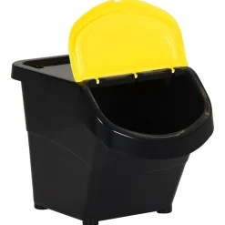 vidaXL Stapelbara soptunnor med lock 3 st svart PP 78 L