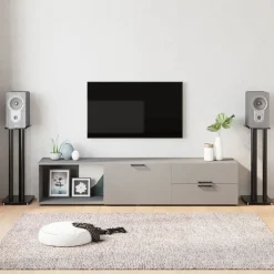 Best vidaXL Stativ för högtalare 2 st härdat glas 3-pelarmodell Svart