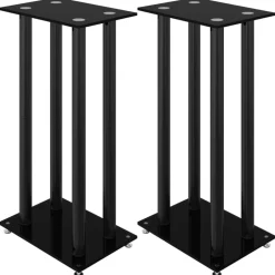 Clearance vidaXL Stativ för högtalare 2 st härdat glas 4-pelarmodell Svart