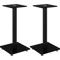 vidaXL Stativ för högtalare 2 st härdat glas 1-pelarmodell svart