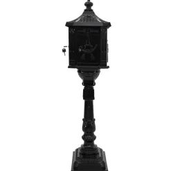 New vidaXL Stående Brevlåda 42,5 x 29,5 x 117 cm Gjutet Aluminium Svart