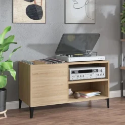 Best vidaXL Stereobänk sonoma-ek 84x38x48 cm konstruerat trä Sonoma ek