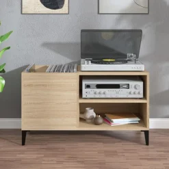 Best vidaXL Stereobänk sonoma-ek 84x38x48 cm konstruerat trä Sonoma ek