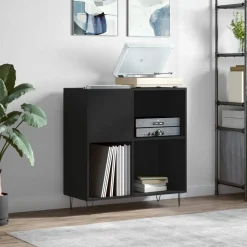 vidaXL Stereobänk svart 84x38x89 cm konstruerat trä
