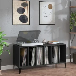 Clearance vidaXL Stereobänk 100x38x48 cm konstruerat trä Svart
