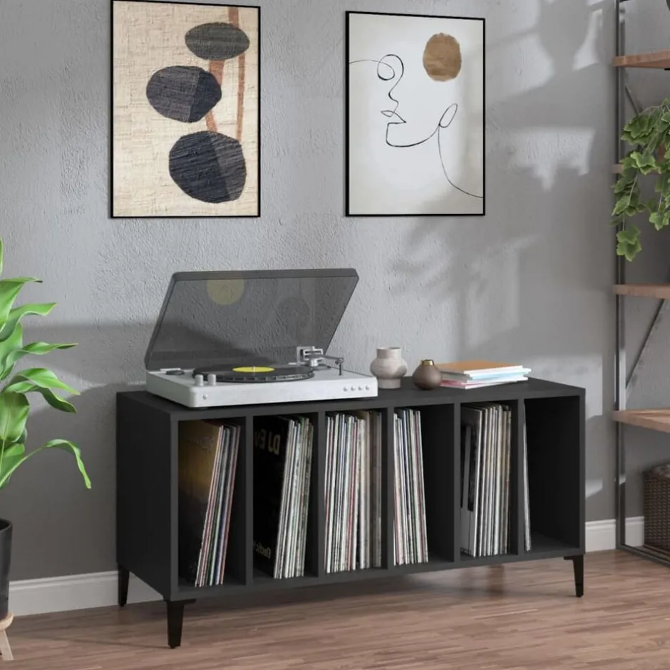 Clearance vidaXL Stereobänk 100x38x48 cm konstruerat trä Svart