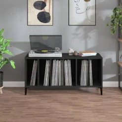 Clearance vidaXL Stereobänk 100x38x48 cm konstruerat trä Svart