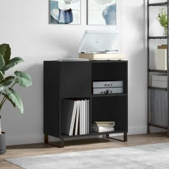 vidaXL Stereobänk svart 84x38x89 cm konstruerat trä
