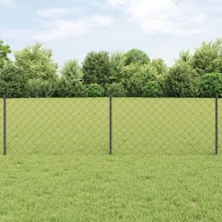 Best vidaXL Stängsel med stolpe Grå