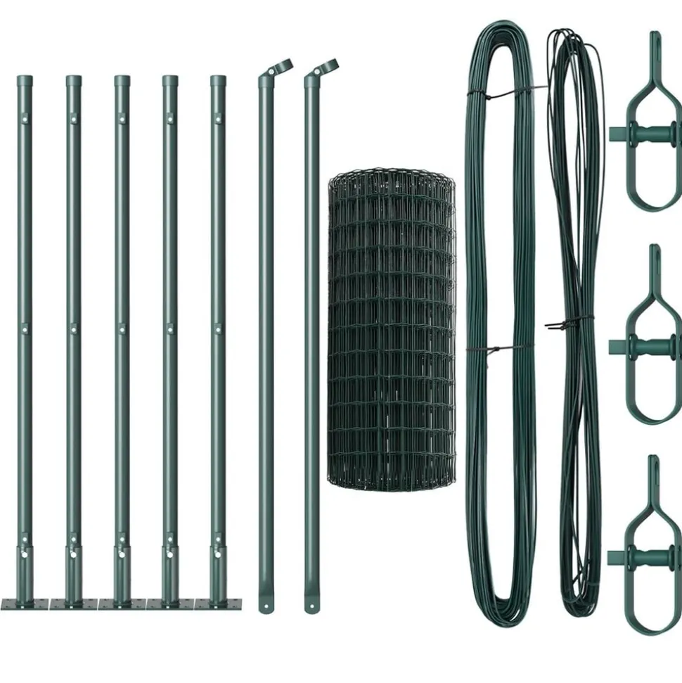 vidaXL Stängsel med stolpe Grön 0,4 x 10 m Stål och PVC