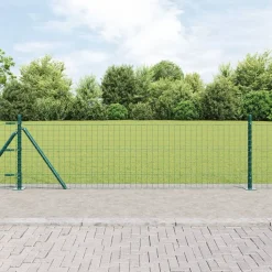 vidaXL Stängsel med stolpe Grön 0,4 x 10 m Stål och PVC