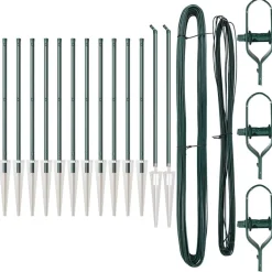 vidaXL Stängselstolpe 13 pcs Grön Stål