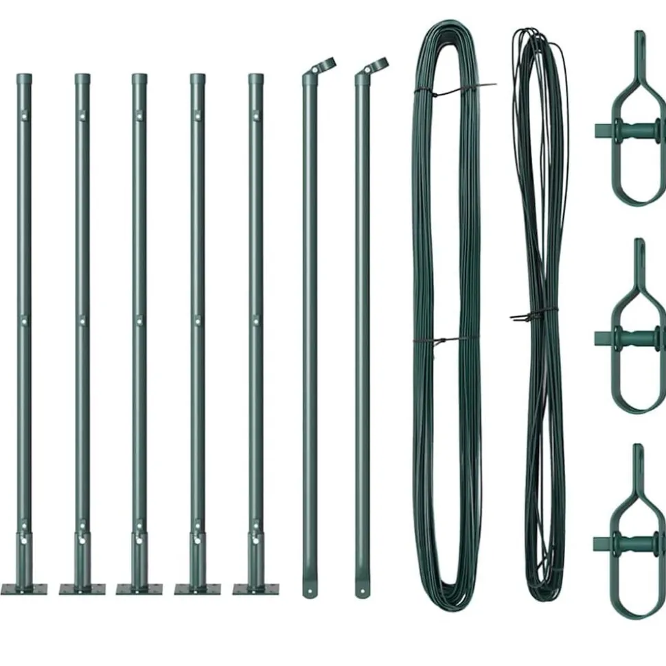 vidaXL Stängselstolpe 7 pcs Grön Stål