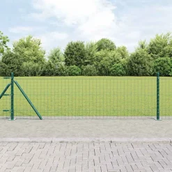 vidaXL Stängselstolpe 7 pcs Grön Stål
