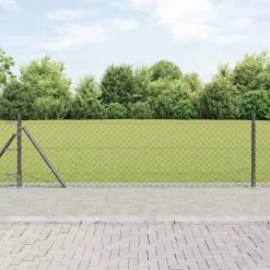 vidaXL Stängselstolpe Grå 10 x 0,4 m (40 x 40 mm mask) Stål och PVC