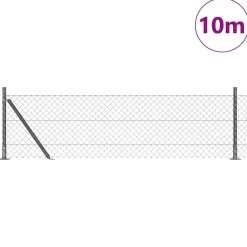 vidaXL Stängselstolpe Grå 10 x 0,4 m (40 x 40 mm mask) Stål och PVC