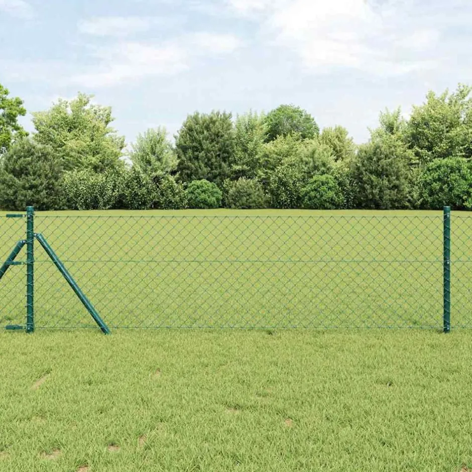 Clearance vidaXL Stängselstolpe 10 x 0,4 m (40 x 40 mm mask) Stål och PVC Grön