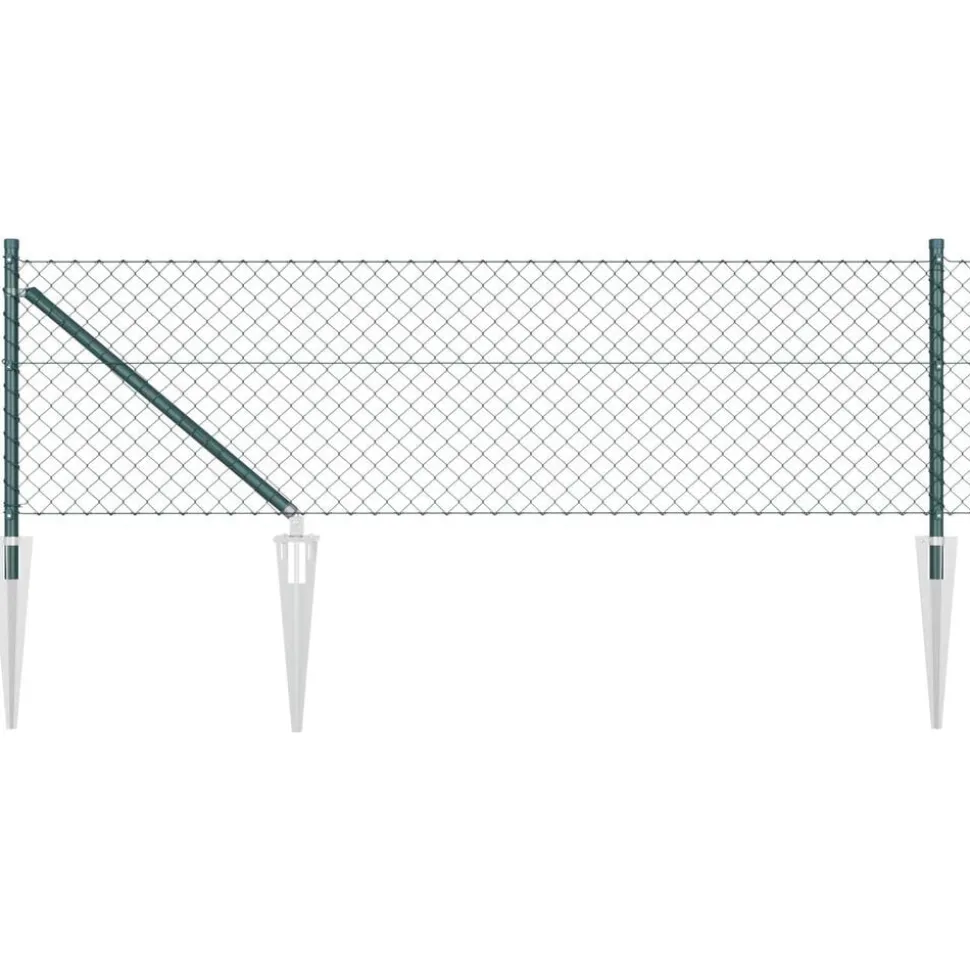 vidaXL Stängselstolpe Grön 10 x 0,4 m (40 x 40 mm mask) Stål och PVC