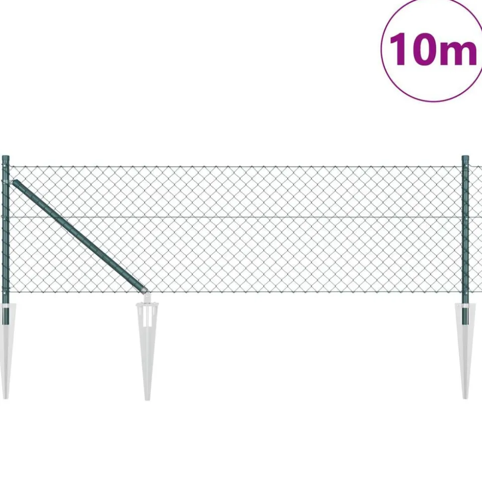 vidaXL Stängselstolpe Grön 10 x 0,4 m (40 x 40 mm mask) Stål och PVC