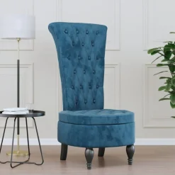 Sale vidaXL Stol med hög rygg sammet knappar Blå