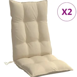 vidaXL Stolsdynor för stolar med hög rygg 2 st beige oxfordtyg