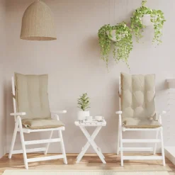 vidaXL Stolsdynor för stolar med hög rygg 2 st beige oxfordtyg