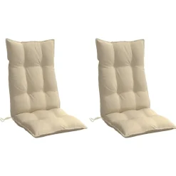 vidaXL Stolsdynor för stolar med hög rygg 2 st beige oxfordtyg