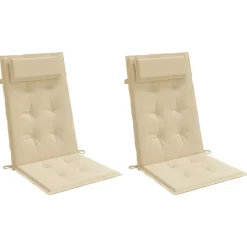 vidaXL Stolsdynor för stolar med hög rygg 2 st beige oxfordtyg