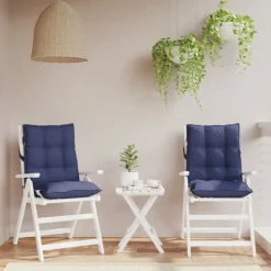 vidaXL Stolsdynor låg 2 st marinblå oxfordtyg