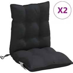 Discount vidaXL Stolsdynor låga 2 st oxfordtyg Svart