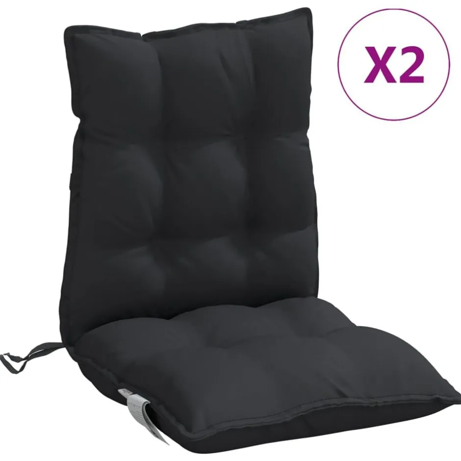 Discount vidaXL Stolsdynor låga 2 st oxfordtyg Svart