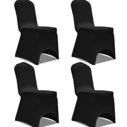 Discount vidaXL Stolsöverdrag 4 st Svart