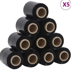 vidaXL Sträckfilm 50 st svart 23 μm 10 cm x 150 m