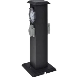 New vidaXL pelare för trädgården med eluttag och timer Svart