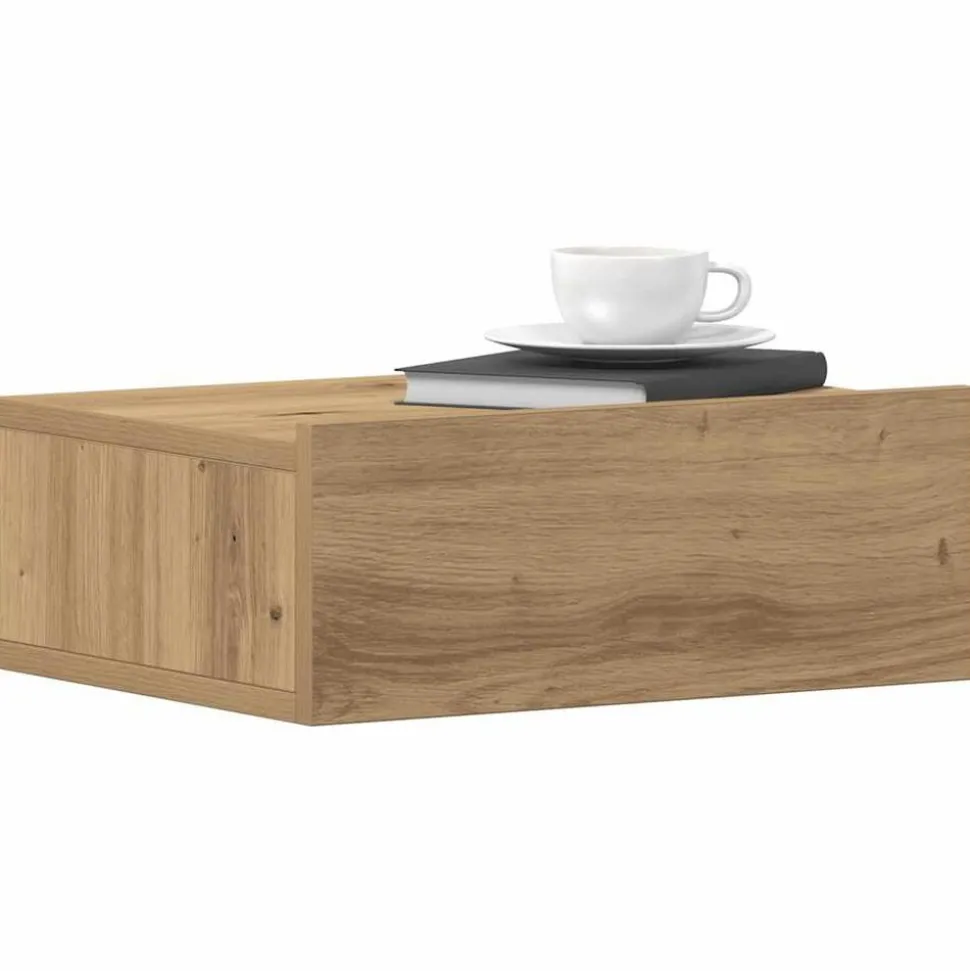 vidaXL Svävande sängbord artisan ek 40x32x15 cm konstruerat trä