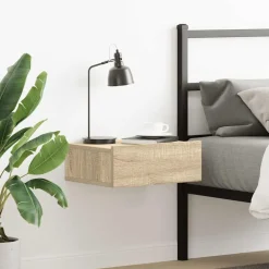 vidaXL Svävande sängbord sonoma-ek 40x30x15 cm konstruerat trä