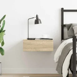 vidaXL Svävande sängbord sonoma-ek 40x30x15 cm konstruerat trä